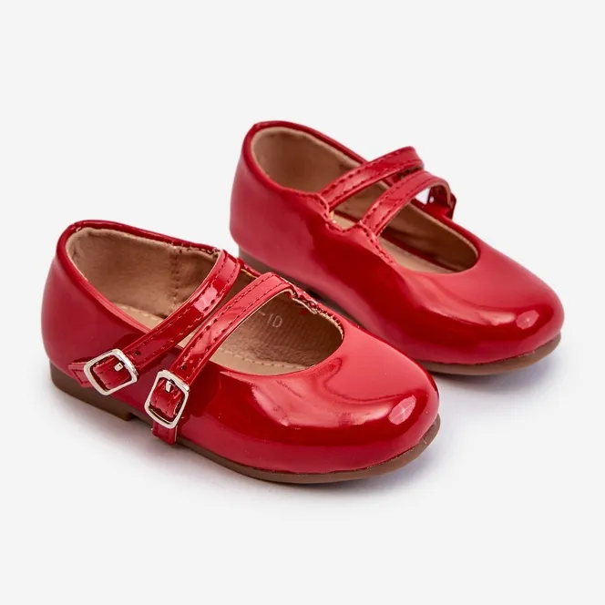 Ballerines enfant en cuir verni à brides Margenis rouges