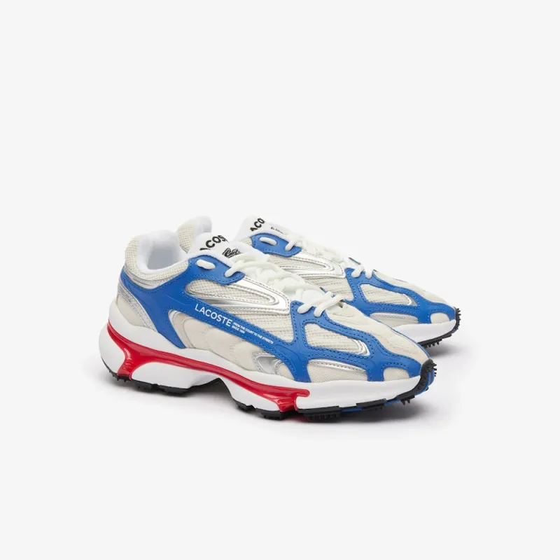 BASKETS LACOSTE L003 2K24 NOIRES BLANCHES ROUGES ET BLEUES