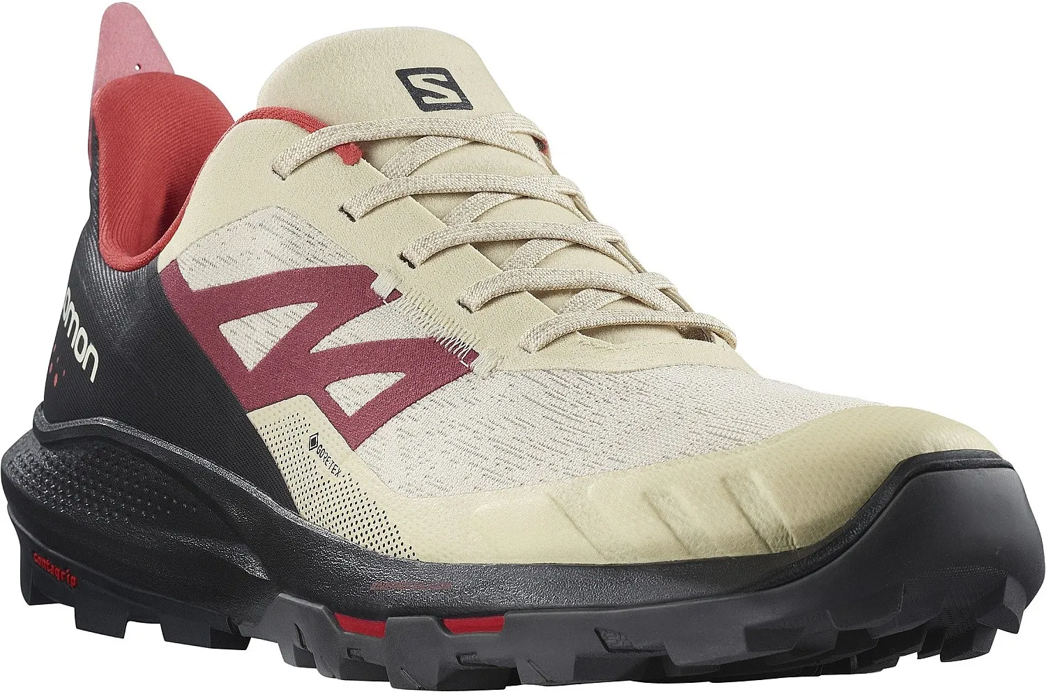 chaussures Salomon OUTpulse GTX - Bleached Sand/Black/Poppy Red - men´s