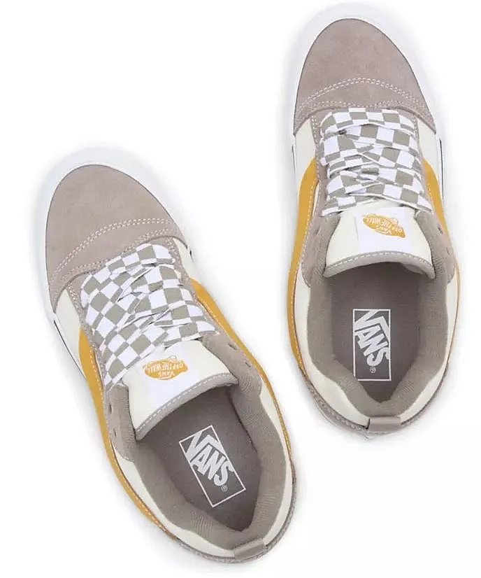 chaussures Vans Knu Skool - Mega Check Gray/Marshmallow