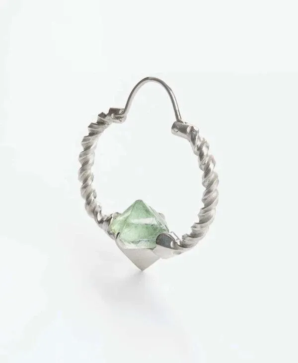 Créoles en argent avec Fluorites brutes - Storm