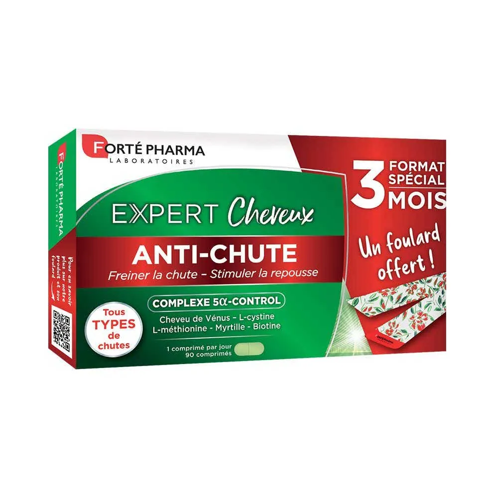 Expert Cheveux - Anti-Chute, 3x30 Comprimés + Barrette Offerte | Forte pharma  - Parapharmacie Boticinal