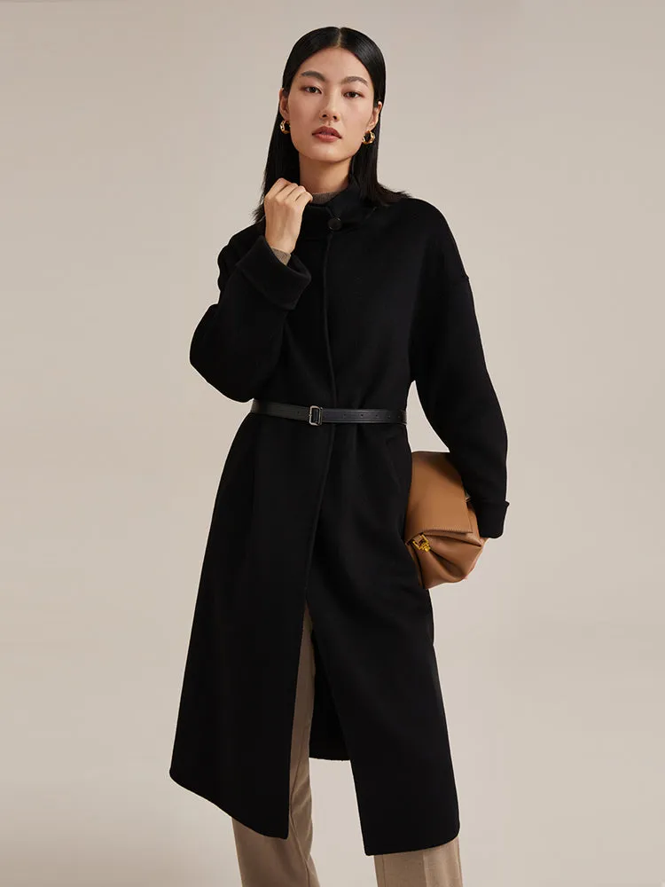 Manteau noir enveloppé 100 % cachemire