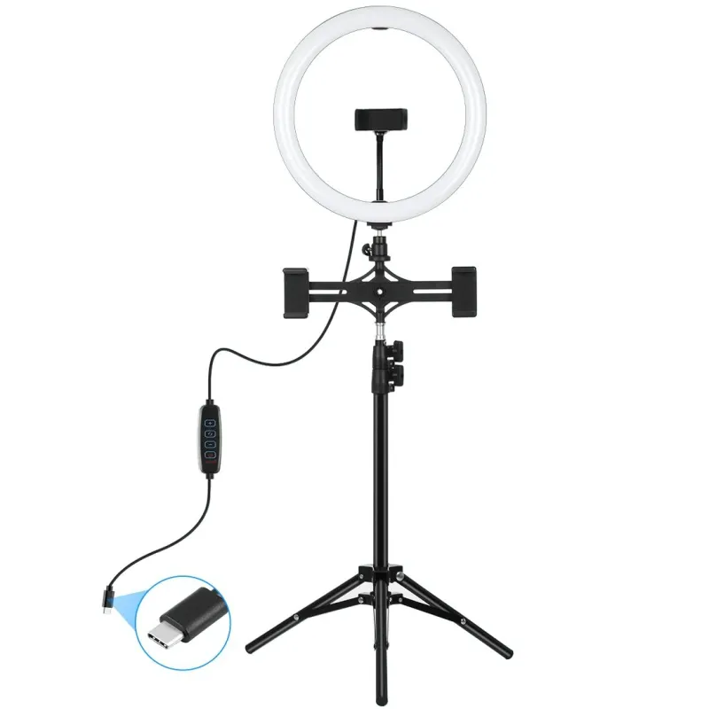 Ring Light LED 30cm Trépied 1.1m Support Téléphone 3 Modes
