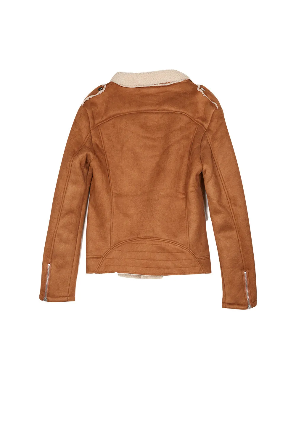 Veste revers faux mouton camel